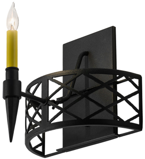 Meyda Lighting Topridge 12" Textured Black Wall Sconce With Amber Faux Candlelight