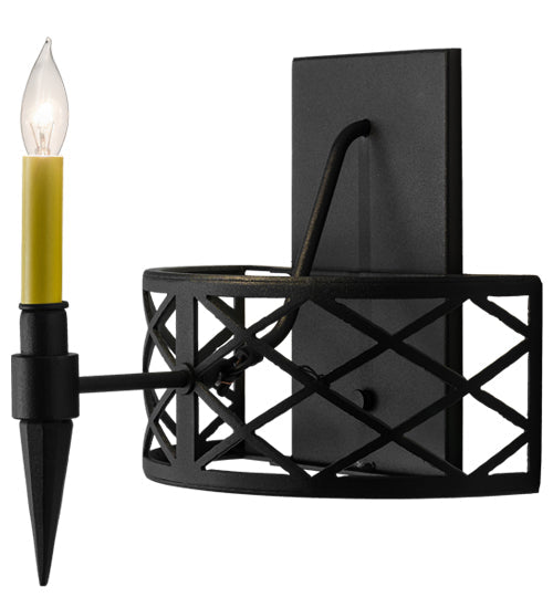 Meyda Lighting Topridge 12" Textured Black Wall Sconce With Amber Faux Candlelight