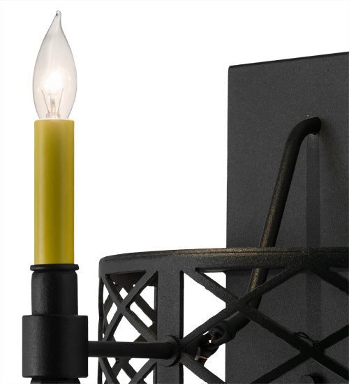 Meyda Lighting Topridge 12" Textured Black Wall Sconce With Amber Faux Candlelight