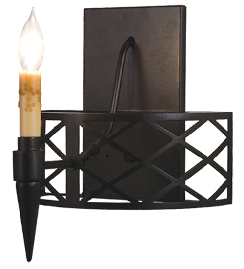 Meyda Lighting Topridge 12" Textured Black Wall Sconce With Ivory Faux Candlelight