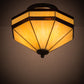 Meyda Lighting Topridge 14" 3-Light Textured Timeless Bronze Semi-flush Mount Light With Beige & Rootbeer Art Shade Glass