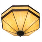 Meyda Lighting Topridge 14" 3-Light Textured Timeless Bronze Semi-flush Mount Light With Beige & Rootbeer Art Shade Glass