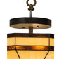 Meyda Lighting Topridge 14" 3-Light Textured Timeless Bronze Semi-flush Mount Light With Beige & Rootbeer Art Shade Glass