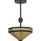 Meyda Lighting Topridge 14" 3-Light Textured Timeless Bronze Semi-flush Mount Light With Brown & Beige Stained Shade Glass