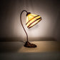 Meyda Lighting Topridge 18" Mahogany Bronze Desk Table Lamp With Beige & Brown Stained Shade Glass