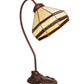 Meyda Lighting Topridge 18" Mahogany Bronze Desk Table Lamp With Beige & Brown Stained Shade Glass