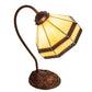 Meyda Lighting Topridge 18" Mahogany Bronze Desk Table Lamp With Beige & Brown Stained Shade Glass