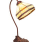 Meyda Lighting Topridge 18" Mahogany Bronze Desk Table Lamp With Beige & Brown Stained Shade Glass