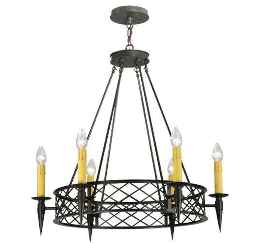 Meyda Lighting Topridge 33" 6-Light Timeless Bronze Chandelier With Ivory Faux Candlelight
