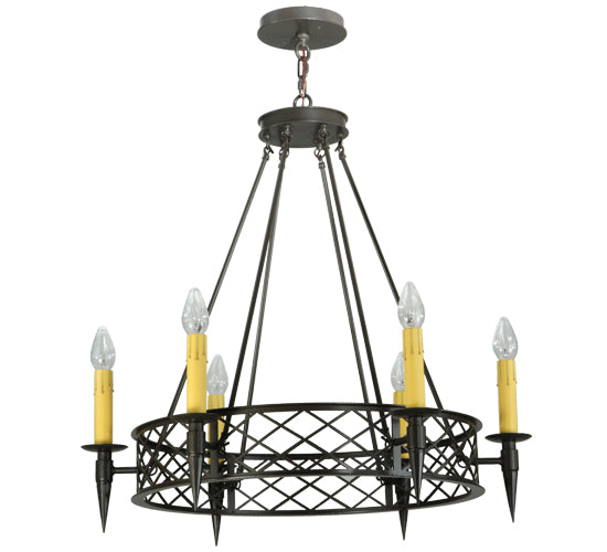 Meyda Lighting Topridge 33" 6-Light Timeless Bronze Chandelier With Ivory Faux Candlelight