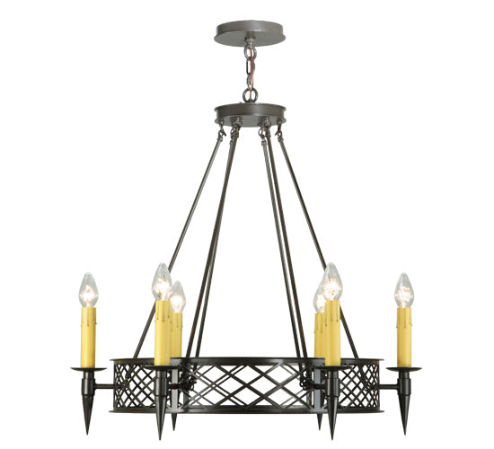 Meyda Lighting Topridge 33" 6-Light Timeless Bronze Chandelier With Ivory Faux Candlelight