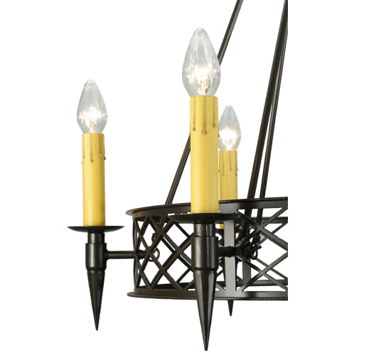 Meyda Lighting Topridge 33" 6-Light Timeless Bronze Chandelier With Ivory Faux Candlelight