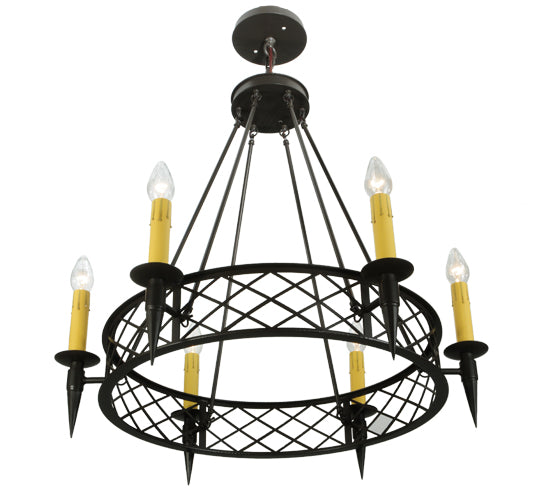 Meyda Lighting Topridge 33" 6-Light Timeless Bronze Chandelier With Ivory Faux Candlelight
