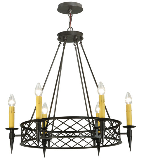 Meyda Lighting Topridge 33" 6-Light Timeless Bronze Chandelier With Ivory Faux Candlelight