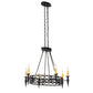 Meyda Lighting Topridge 43" 6-Light Textured Black Chandelier With Ivory Faux Candlelight
