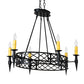 Meyda Lighting Topridge 43" 6-Light Textured Black Chandelier With Ivory Faux Candlelight