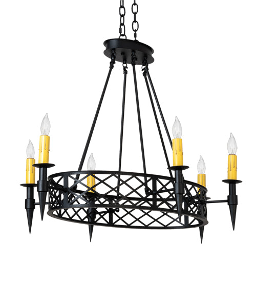 Meyda Lighting Topridge 43" 6-Light Textured Black Chandelier With Ivory Faux Candlelight
