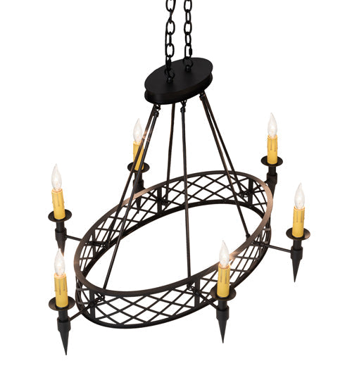 Meyda Lighting Topridge 43" 6-Light Textured Black Chandelier With Ivory Faux Candlelight
