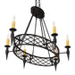 Meyda Lighting Topridge 43" 6-Light Textured Black Chandelier With Ivory Faux Candlelight
