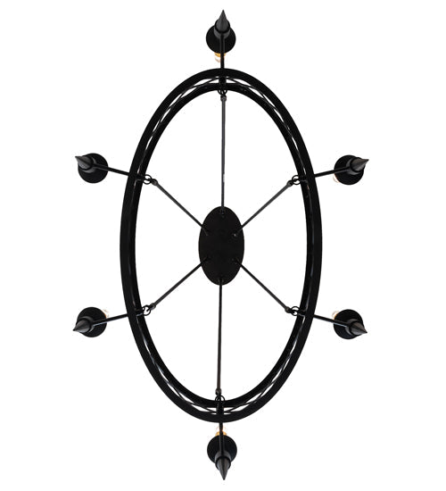 Meyda Lighting Topridge 43" 6-Light Textured Black Chandelier With Ivory Faux Candlelight
