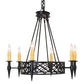 Meyda Lighting Topridge 43" 6-Light Textured Black Chandelier With Ivory Faux Candlelight