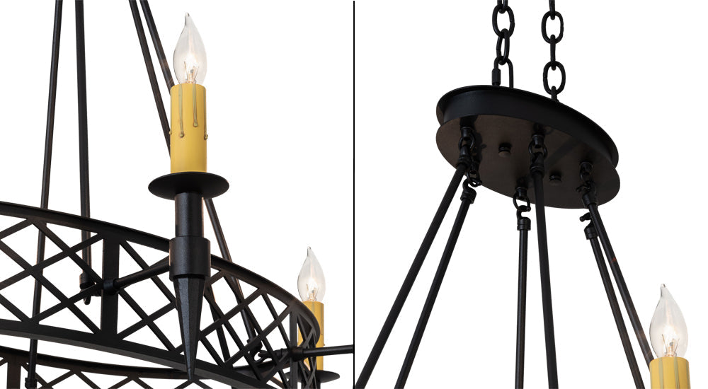 Meyda Lighting Topridge 43" 6-Light Textured Black Chandelier With Ivory Faux Candlelight
