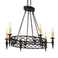 Meyda Lighting Topridge 43" 6-Light Textured Black Chandelier With Ivory Faux Candlelight