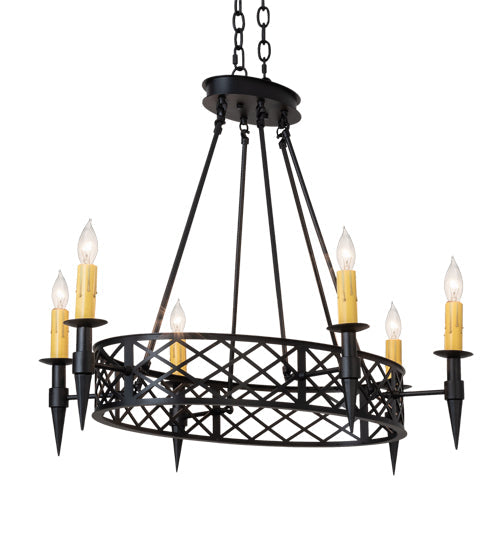 Meyda Lighting Topridge 43" 6-Light Textured Black Chandelier With Ivory Faux Candlelight