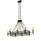 Meyda Lighting Topridge 55" 8-Light Textured Black Chandelier With Amber Faux Candlelight
