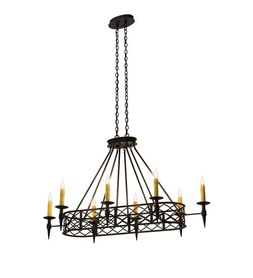 Meyda Lighting Topridge 55" 8-Light Textured Black Chandelier With Amber Faux Candlelight