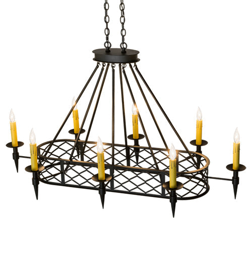 Meyda Lighting Topridge 55" 8-Light Textured Black Chandelier With Amber Faux Candlelight
