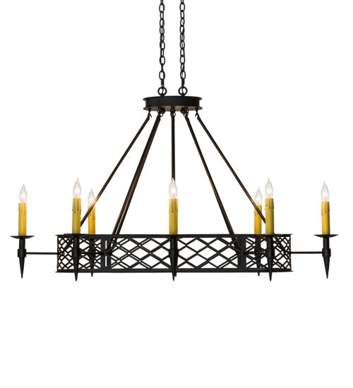 Meyda Lighting Topridge 55" 8-Light Textured Black Chandelier With Amber Faux Candlelight