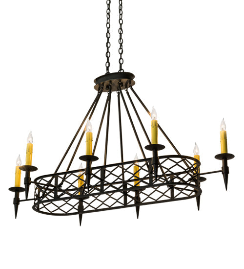 Meyda Lighting Topridge 55" 8-Light Textured Black Chandelier With Amber Faux Candlelight