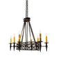Meyda Lighting Topridge 55" 8-Light Textured Black Chandelier With Amber Faux Candlelight