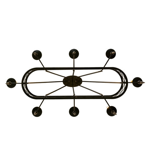 Meyda Lighting Topridge 55" 8-Light Textured Black Chandelier With Amber Faux Candlelight