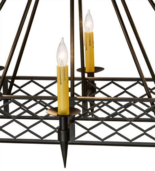 Meyda Lighting Topridge 55" 8-Light Textured Black Chandelier With Amber Faux Candlelight