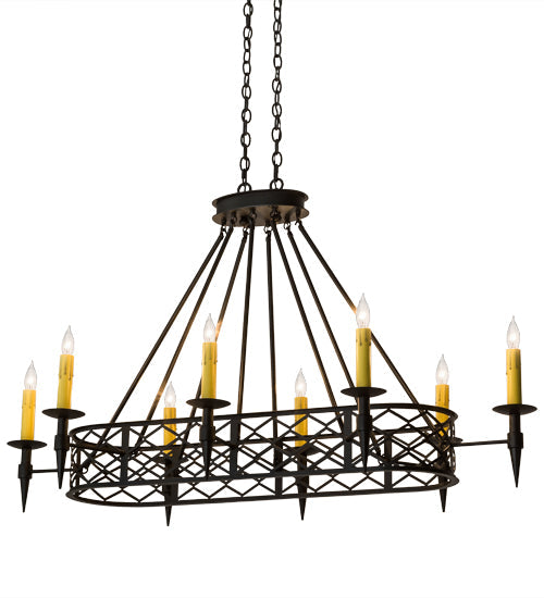Meyda Lighting Topridge 55" 8-Light Textured Black Chandelier With Amber Faux Candlelight