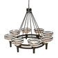 Meyda Lighting Topridge 60" 8-Light Timeless Bronze Chandelier With Beige & Chocolate Shade Glass
