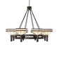 Meyda Lighting Topridge 60" 8-Light Timeless Bronze Chandelier With Beige & Chocolate Shade Glass