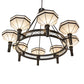 Meyda Lighting Topridge 60" 8-Light Timeless Bronze Chandelier With Beige & Chocolate Shade Glass