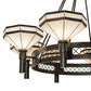 Meyda Lighting Topridge 60" 8-Light Timeless Bronze Chandelier With Beige & Chocolate Shade Glass