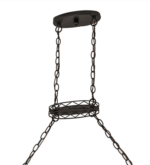 Meyda Lighting Topridge 62" 3-Light Timeless Bronze Island Pendant Light With Beige & Brown Stained Shade Glass