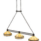 Meyda Lighting Topridge 62" 3-Light Timeless Bronze Island Pendant Light With Beige & Brown Stained Shade Glass