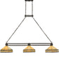 Meyda Lighting Topridge 62" 3-Light Timeless Bronze Island Pendant Light With Beige & Brown Stained Shade Glass