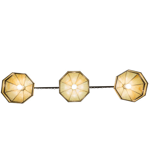 Meyda Lighting Topridge 62" 3-Light Timeless Bronze Island Pendant Light With Beige & Brown Stained Shade Glass