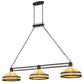 Meyda Lighting Topridge 62" 3-Light Timeless Bronze Island Pendant Light With Beige & Brown Stained Shade Glass