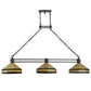 Meyda Lighting Topridge 62" 3-Light Timeless Bronze Island Pendant Light With Yellow & Brown Shade Glass