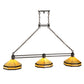 Meyda Lighting Topridge 62" 3-Light Timeless Bronze Island Pendant Light With Yellow & Brown Shade Glass