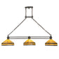 Meyda Lighting Topridge 62" 3-Light Timeless Bronze Island Pendant Light With Yellow & Brown Shade Glass