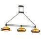Meyda Lighting Topridge 62" 3-Light Timeless Bronze Island Pendant Light With Yellow & Brown Shade Glass